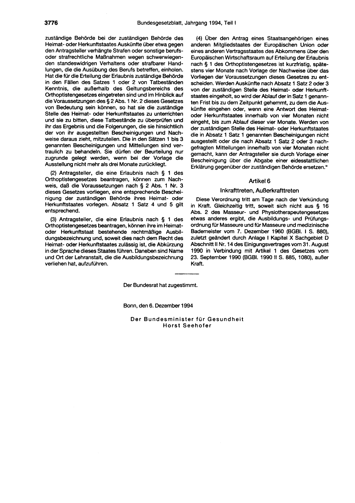 BGBl. 1994, Seite 3776 — Originalseite als Abbildung