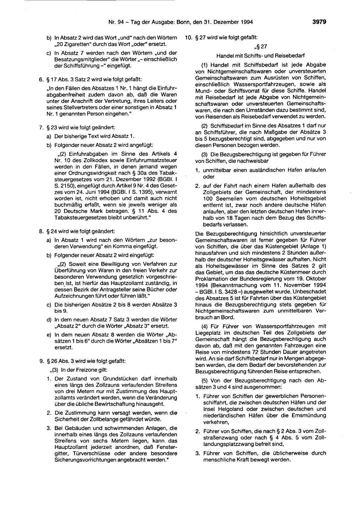 BGBl. 1994, Seite 3979 — Originalseite als Abbildung