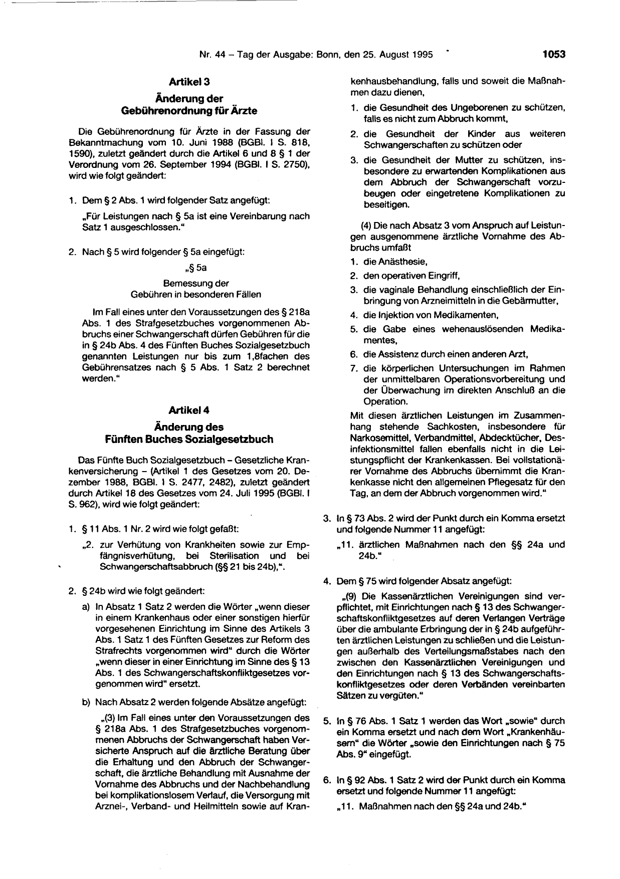 BGBl. 1995, Seite 1053 — Originalseite als Abbildung