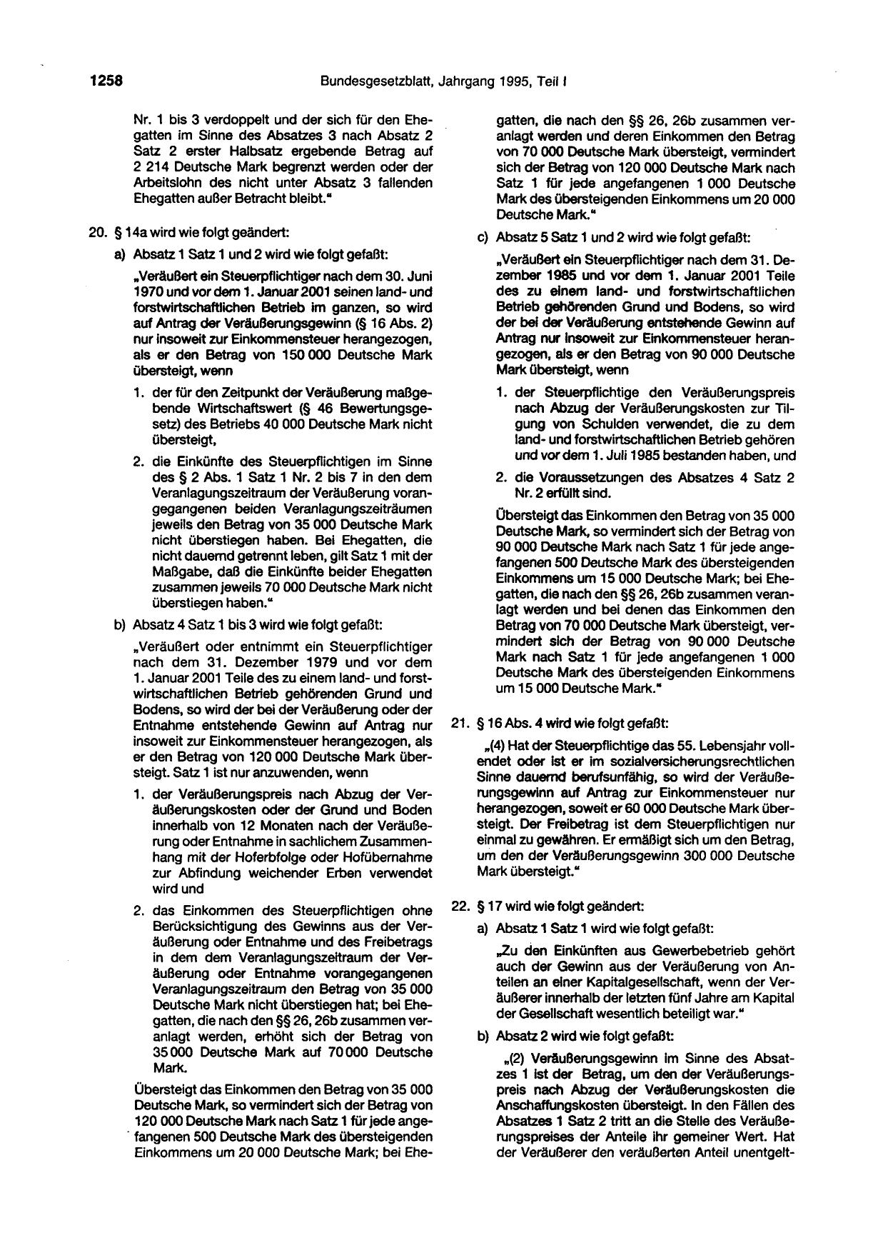 BGBl. 1995, Seite 1258 — Originalseite als Abbildung