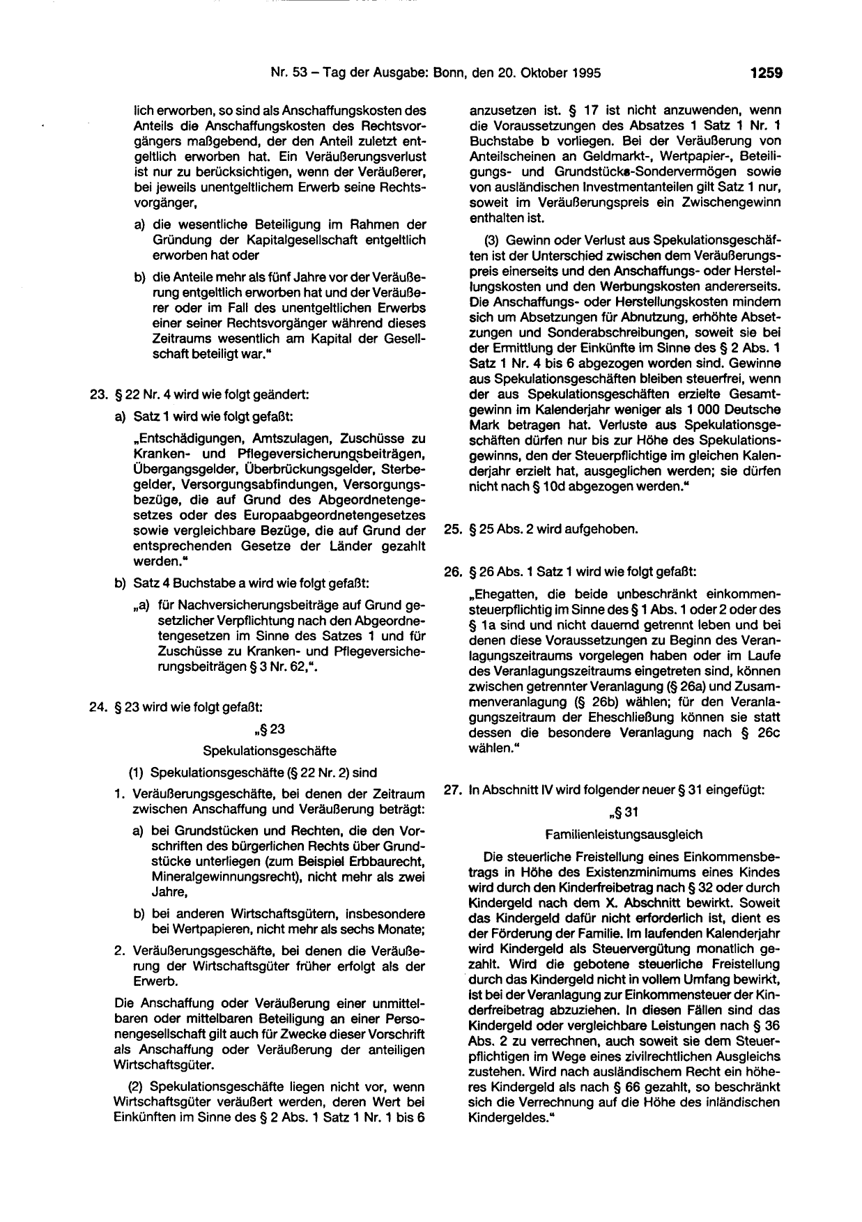 BGBl. 1995, Seite 1259 — Originalseite als Abbildung