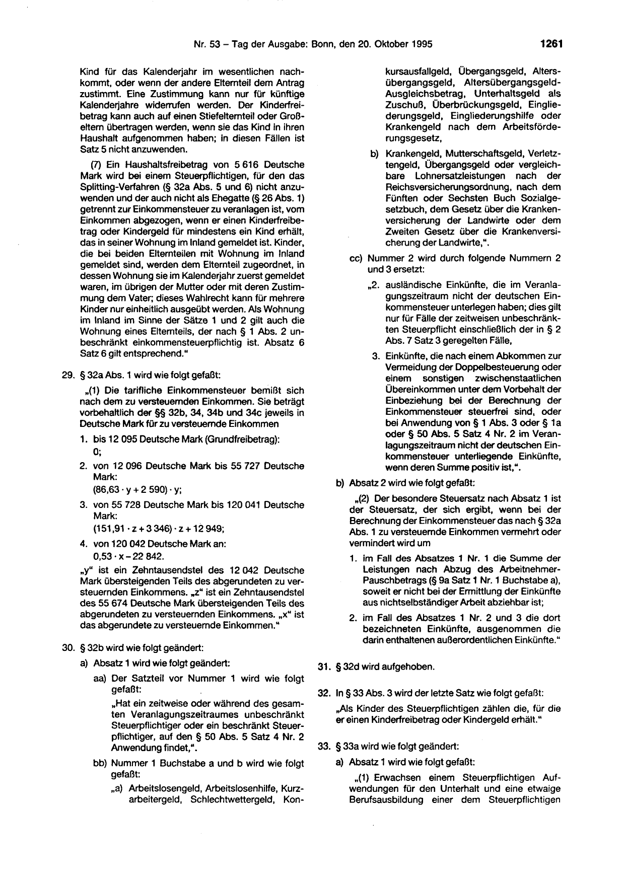 BGBl. 1995, Seite 1261 — Originalseite als Abbildung