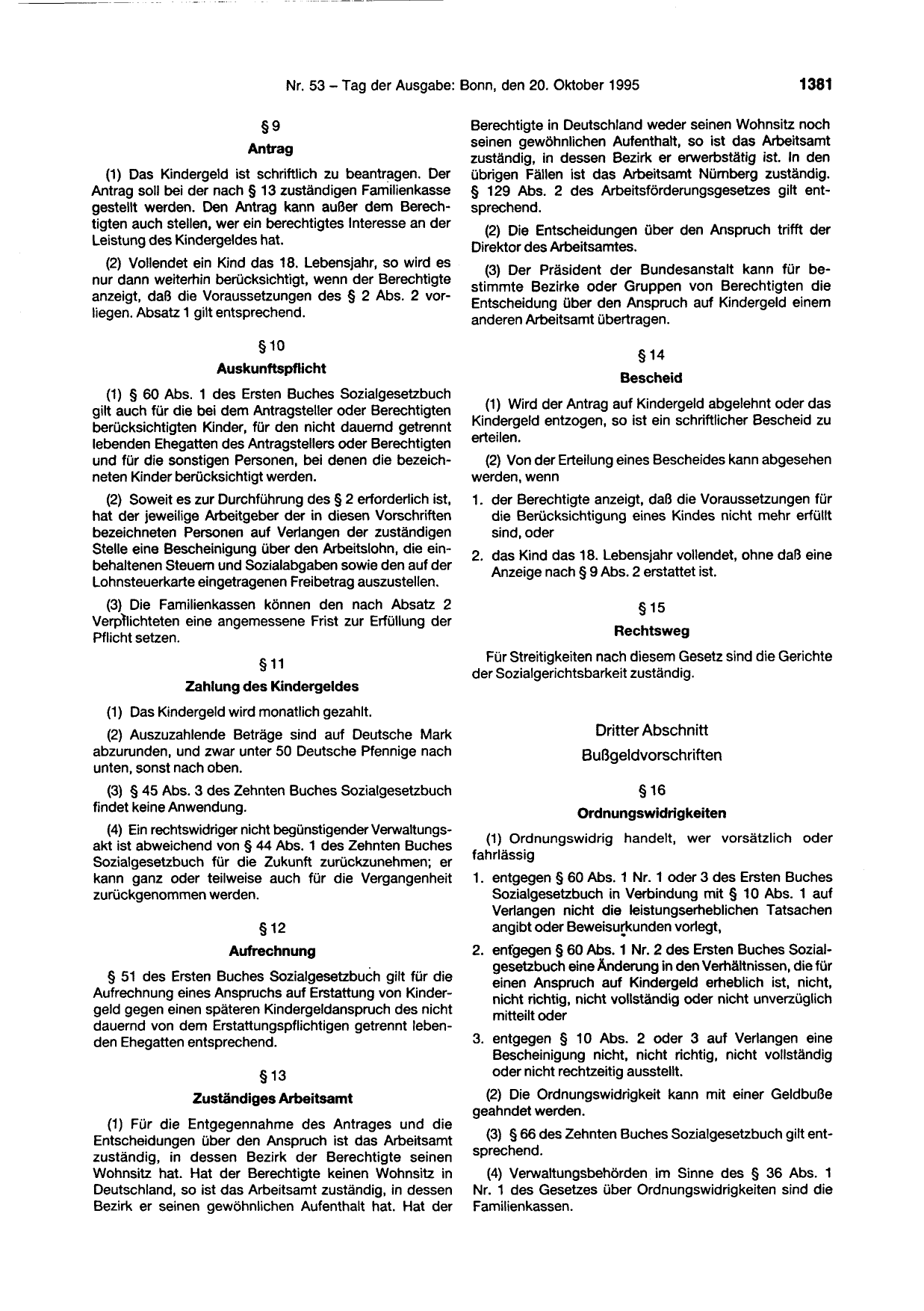 BGBl. 1995, Seite 1381 — Originalseite als Abbildung