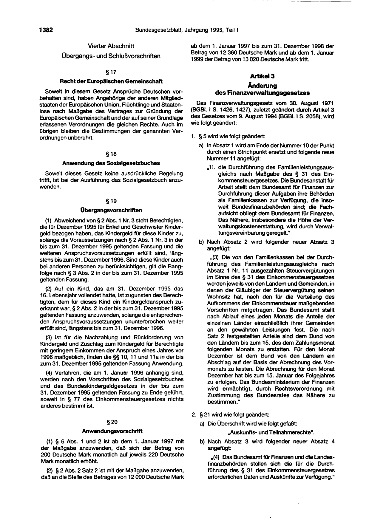 BGBl. 1995, Seite 1382 — Originalseite als Abbildung