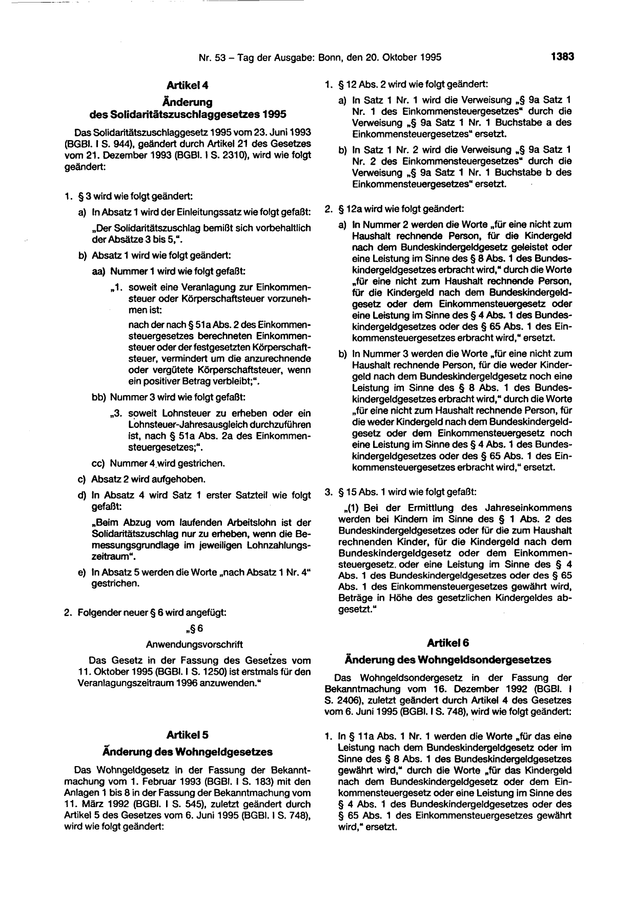 BGBl. 1995, Seite 1383 — Originalseite als Abbildung