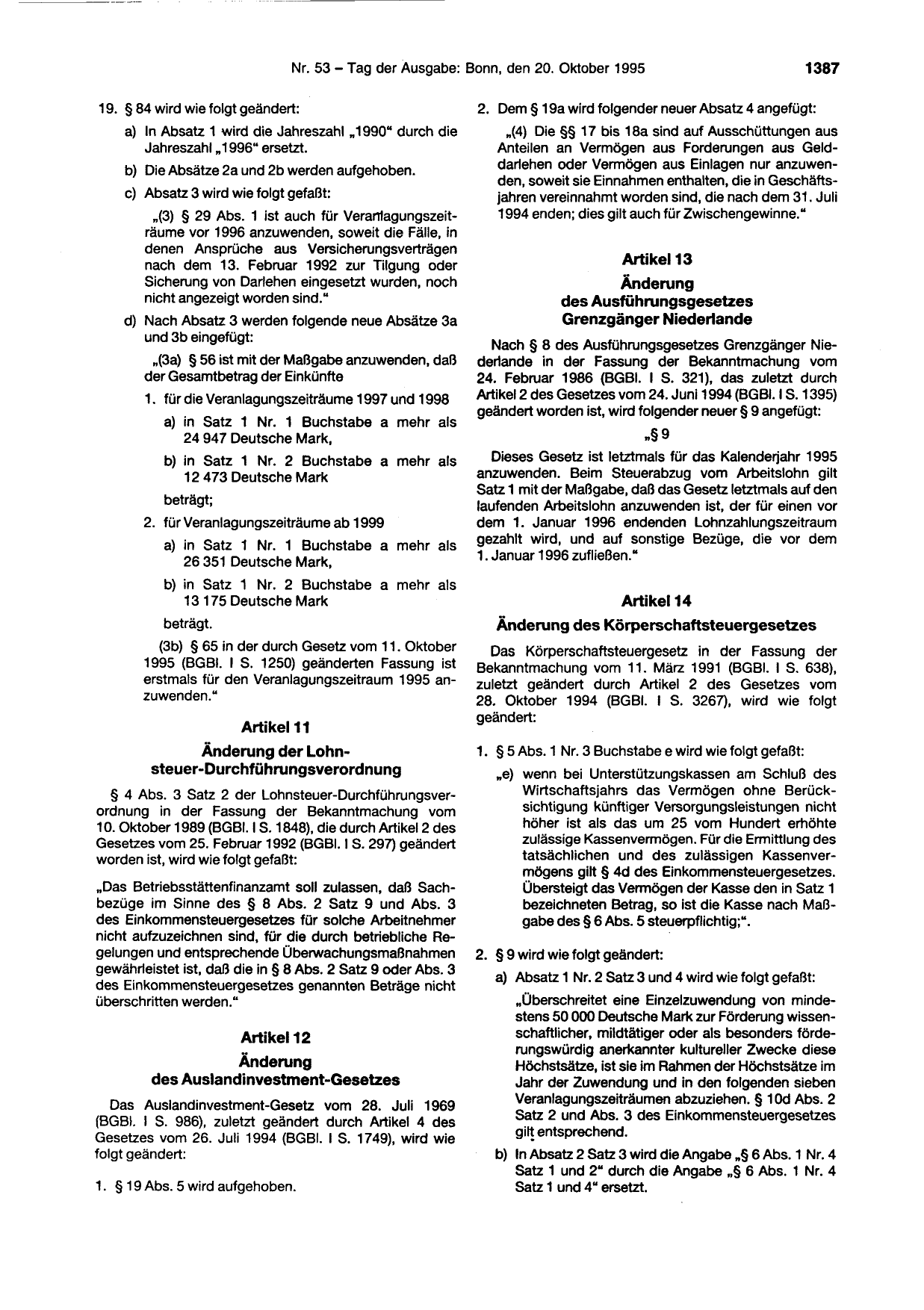 BGBl. 1995, Seite 1387 — Originalseite als Abbildung