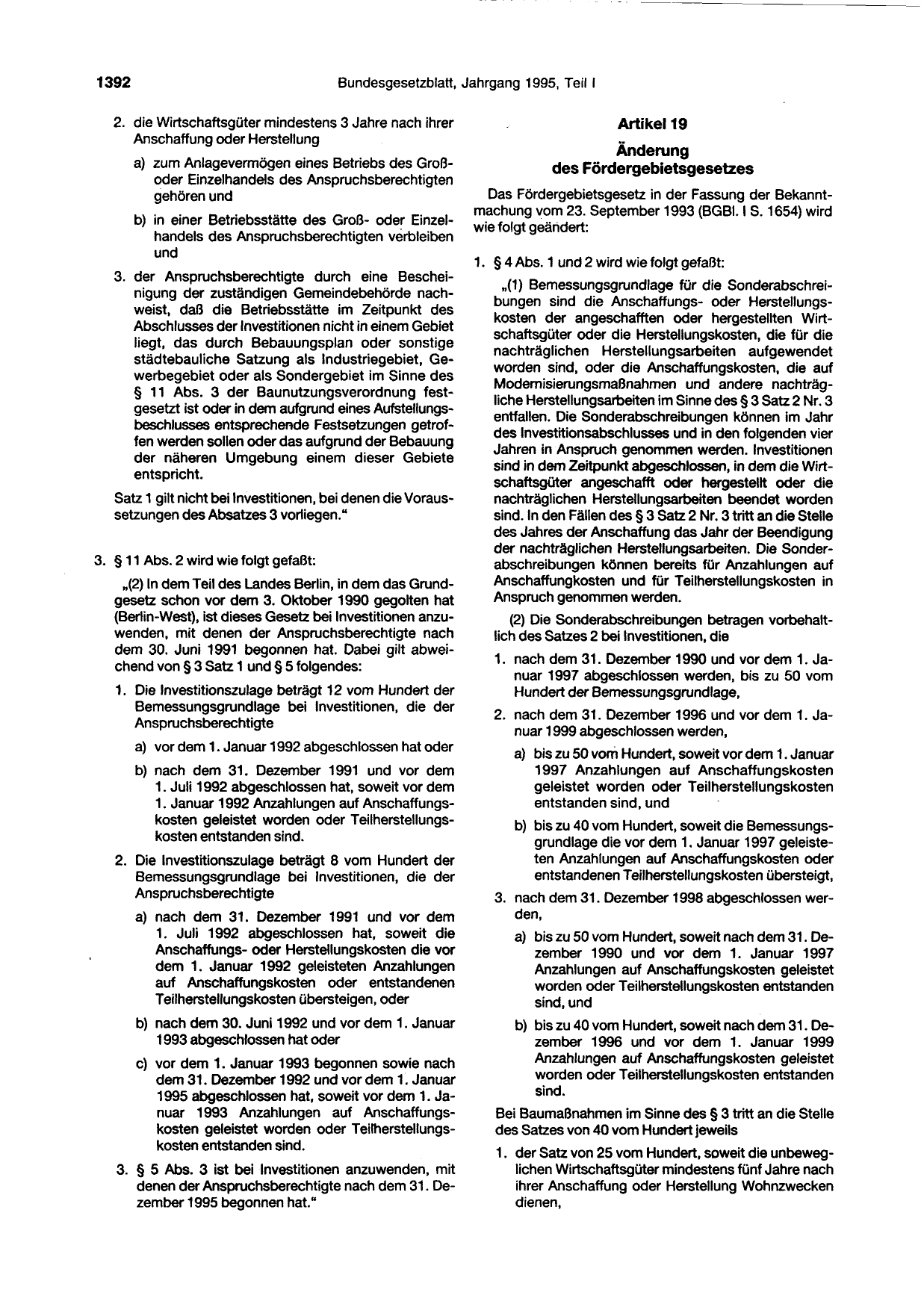 BGBl. 1995, Seite 1392 — Originalseite als Abbildung