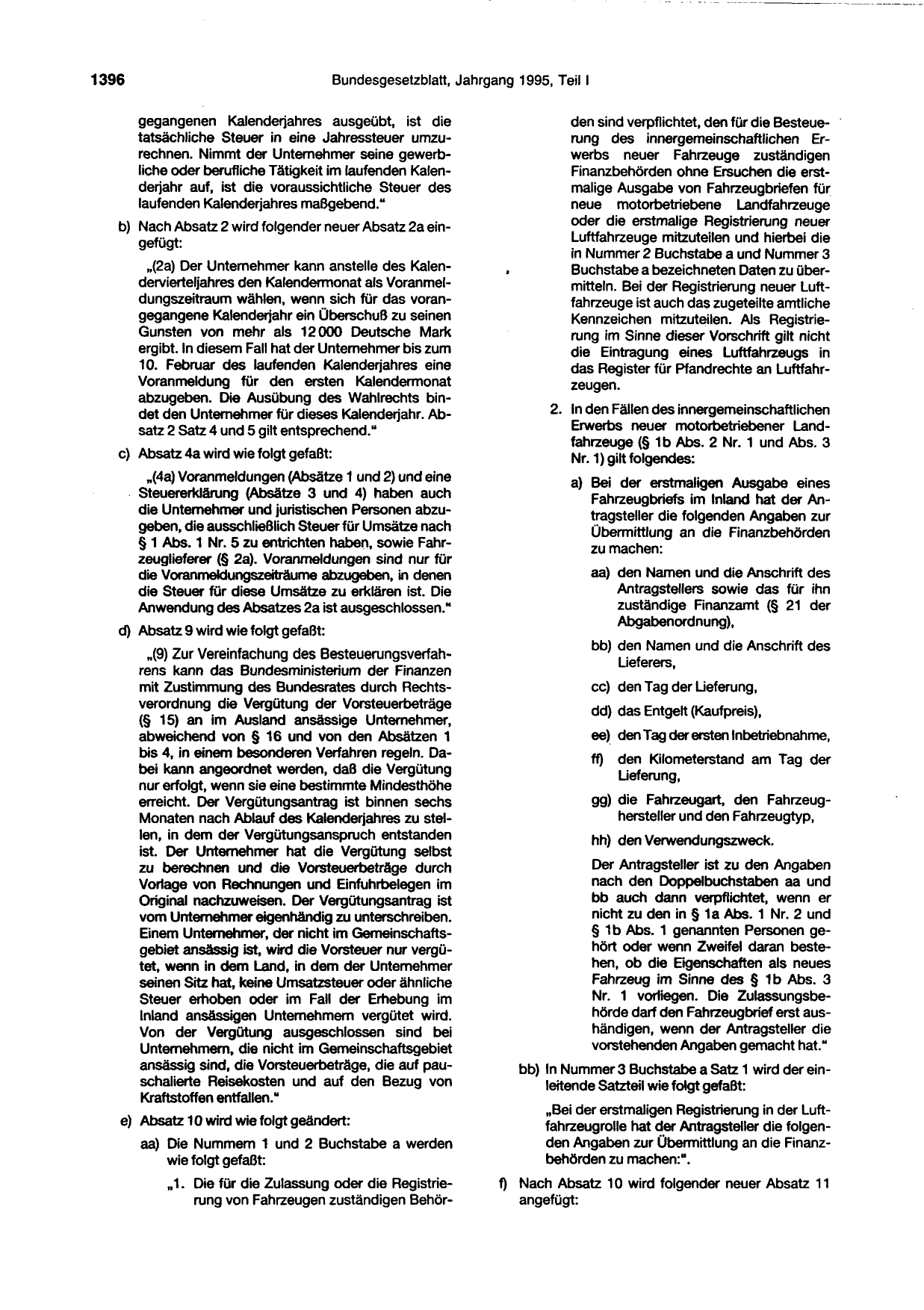 BGBl. 1995, Seite 1396 — Originalseite als Abbildung