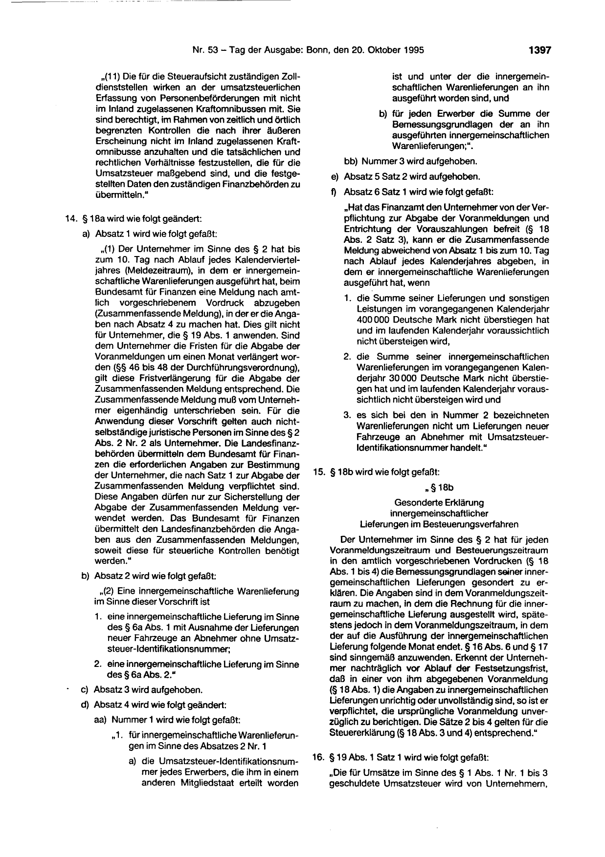 BGBl. 1995, Seite 1397 — Originalseite als Abbildung
