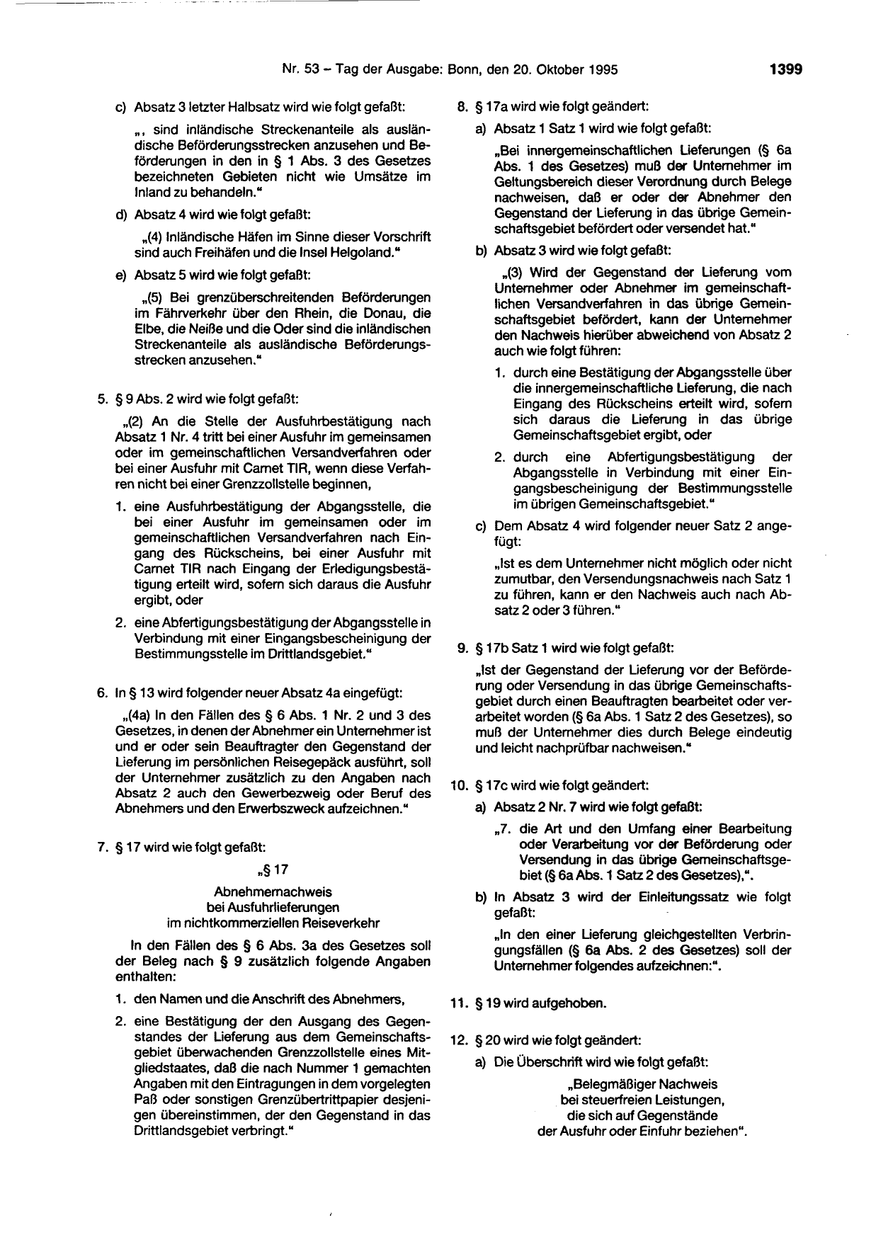 BGBl. 1995, Seite 1399 — Originalseite als Abbildung