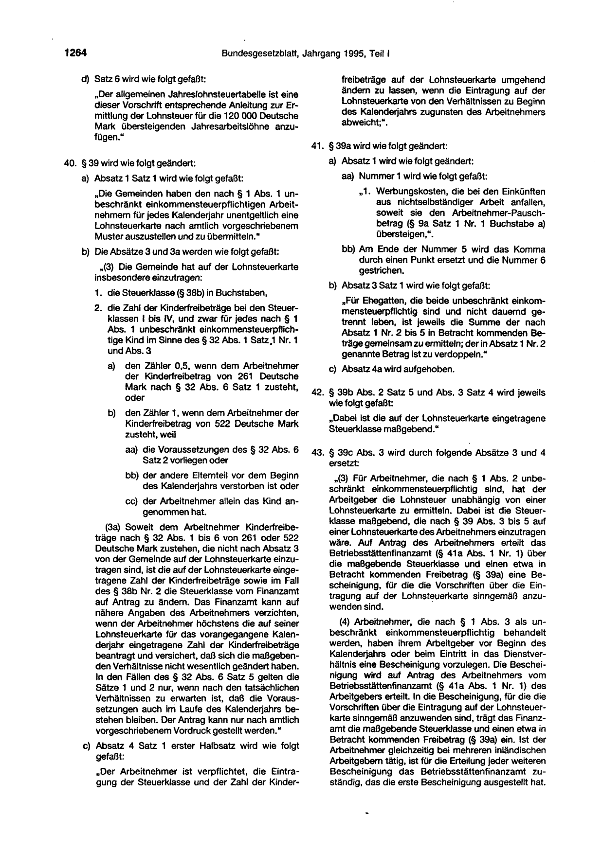 BGBl. 1995, Seite 1264 — Originalseite als Abbildung