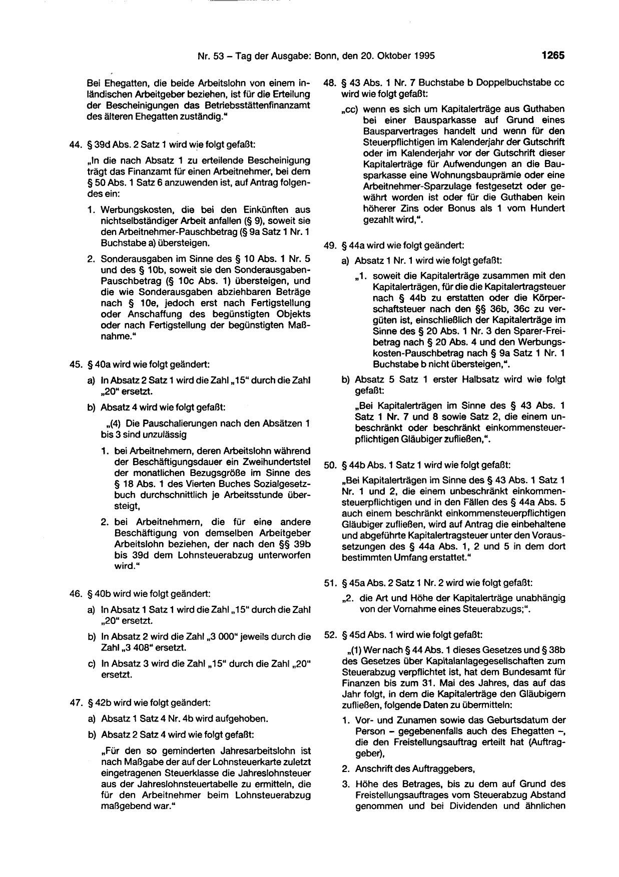 BGBl. 1995, Seite 1265 — Originalseite als Abbildung