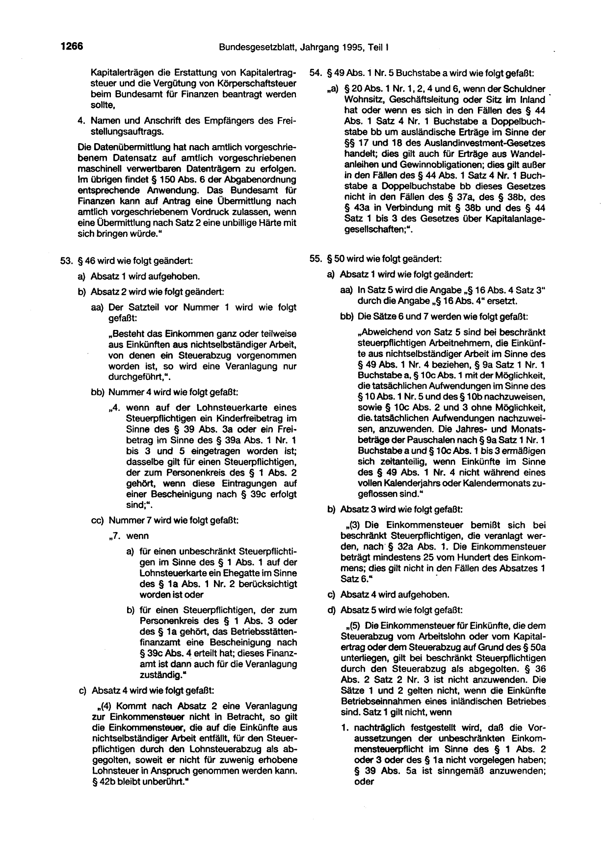 BGBl. 1995, Seite 1266 — Originalseite als Abbildung