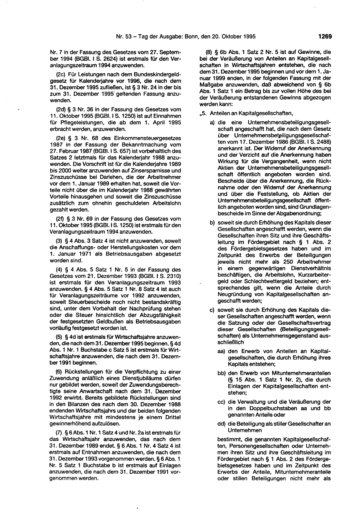 BGBl. 1995, Seite 1269 — Originalseite als Abbildung