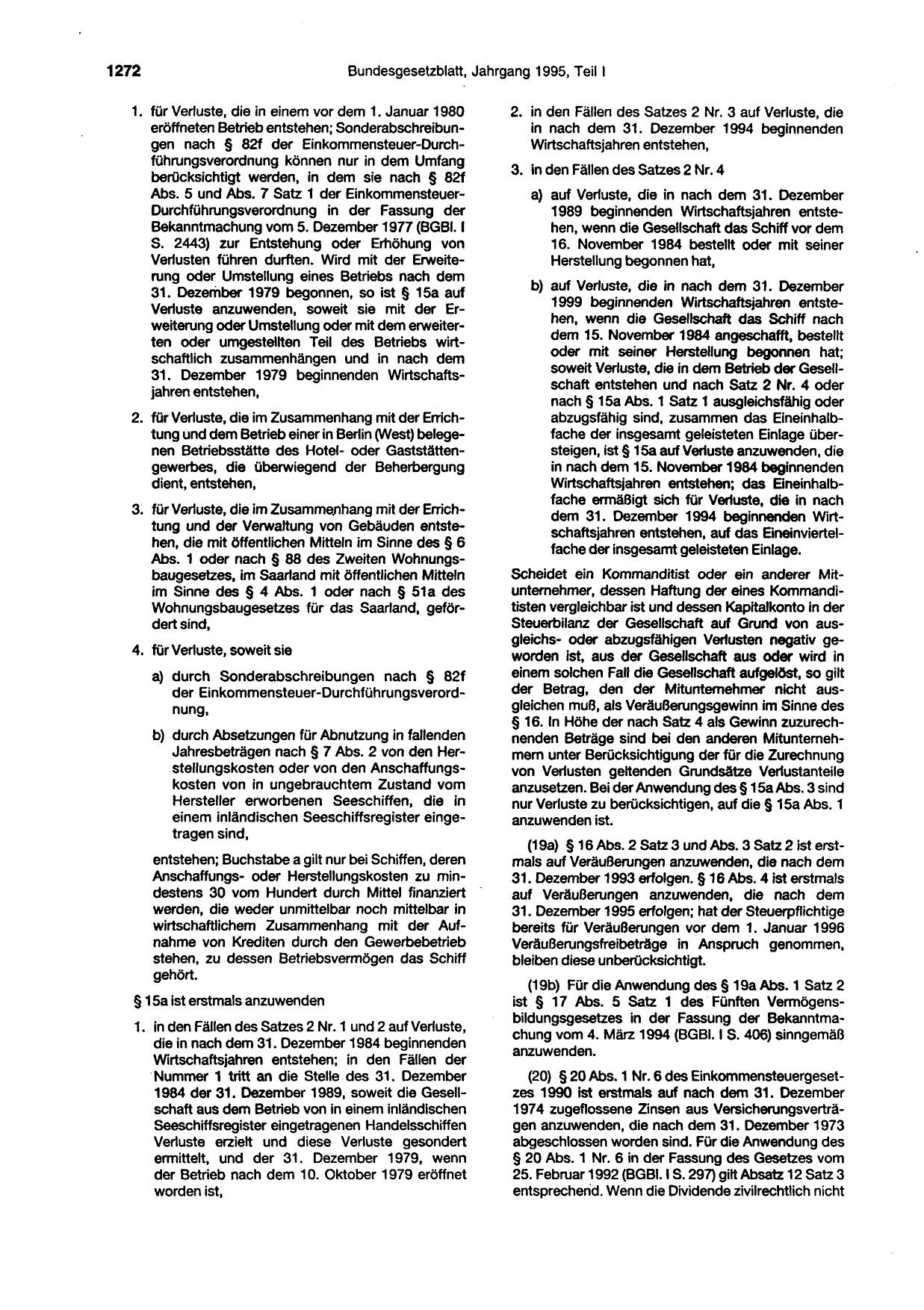 BGBl. 1995, Seite 1272 — Originalseite als Abbildung