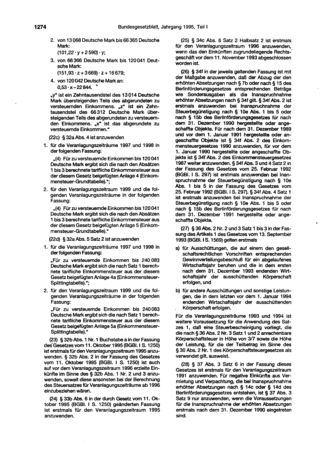 BGBl. 1995, Seite 1274 — Originalseite als Abbildung