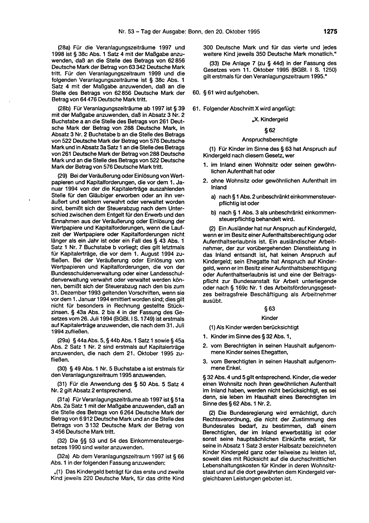 BGBl. 1995, Seite 1275 — Originalseite als Abbildung