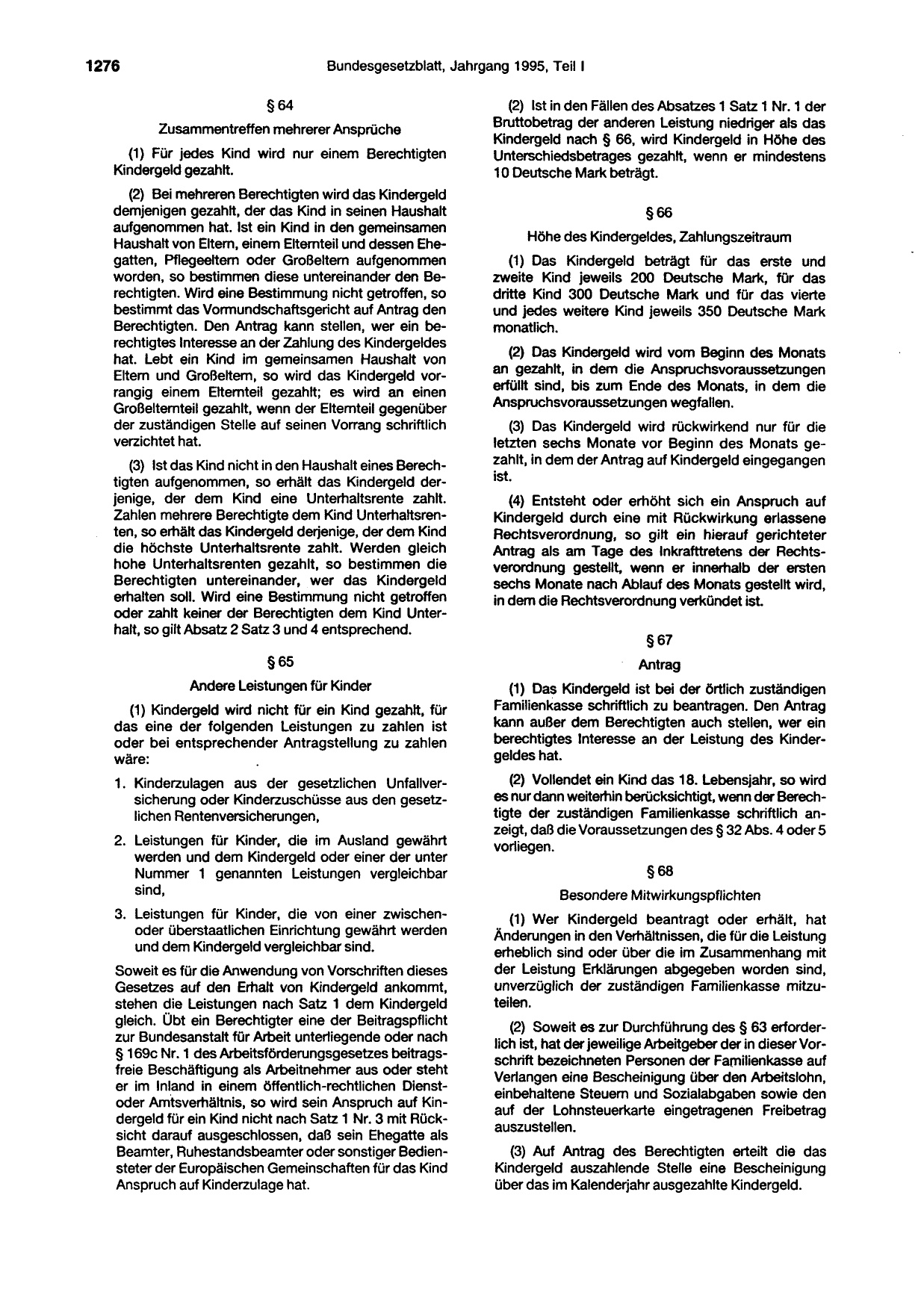 BGBl. 1995, Seite 1276 — Originalseite als Abbildung