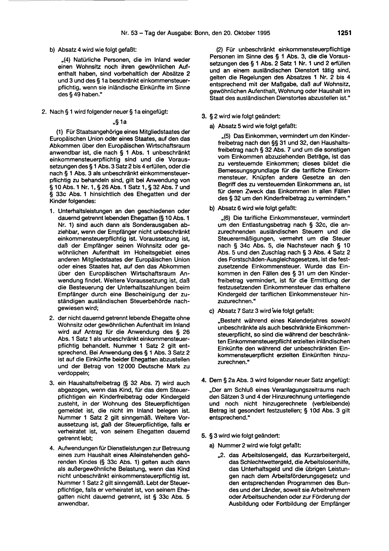 BGBl. 1995, Seite 1251 — Originalseite als Abbildung