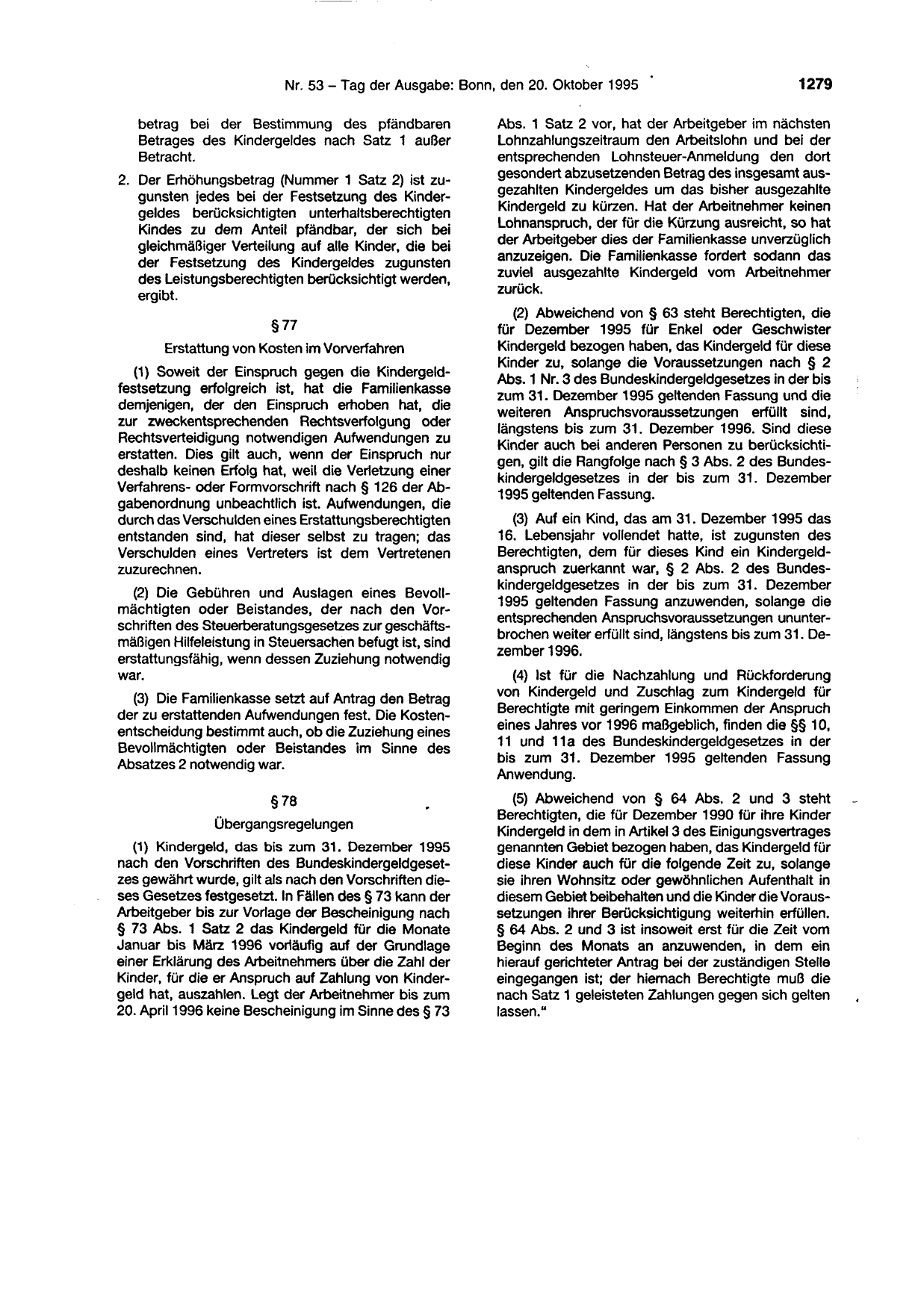 BGBl. 1995, Seite 1279 — Originalseite als Abbildung