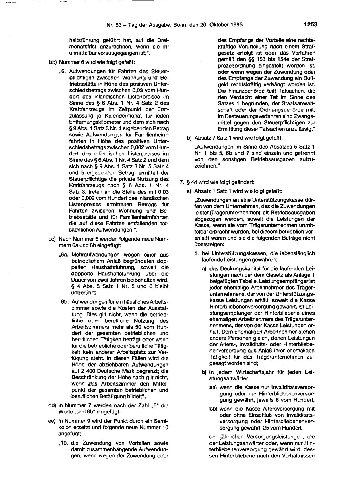 BGBl. 1995, Seite 1253 — Originalseite als Abbildung