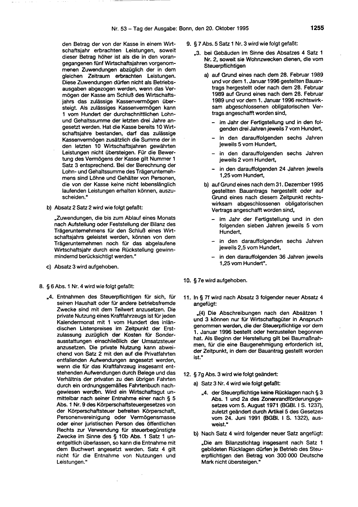 BGBl. 1995, Seite 1255 — Originalseite als Abbildung