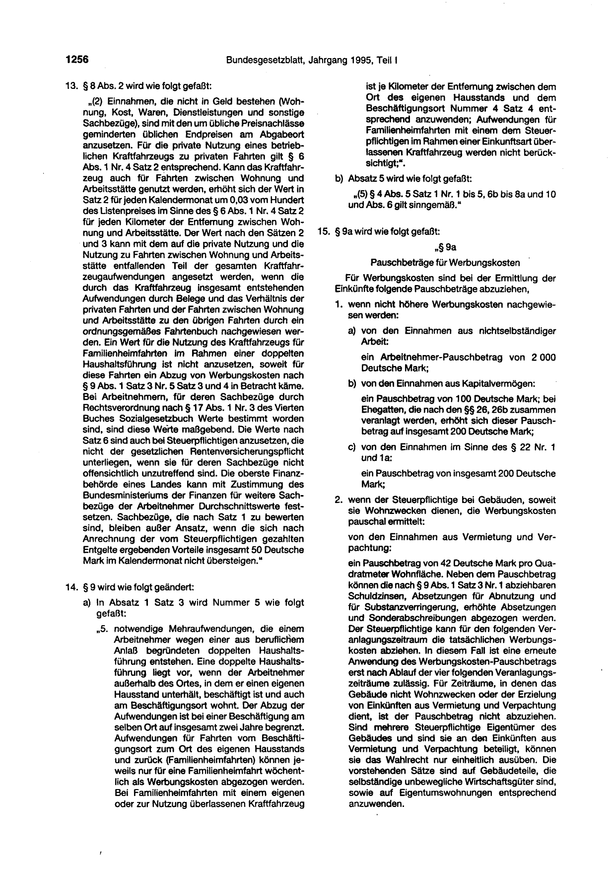 BGBl. 1995, Seite 1256 — Originalseite als Abbildung