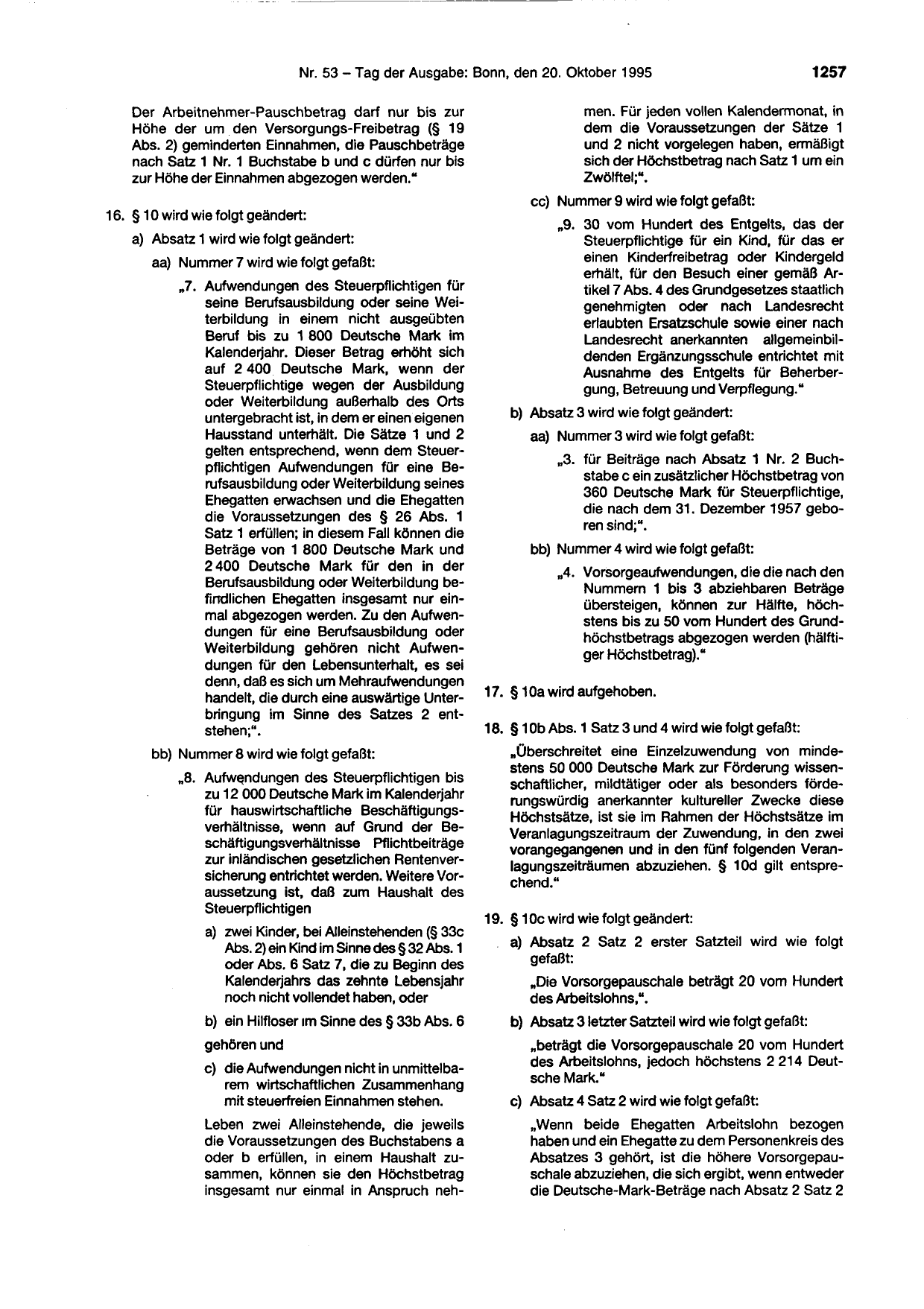 BGBl. 1995, Seite 1257 — Originalseite als Abbildung