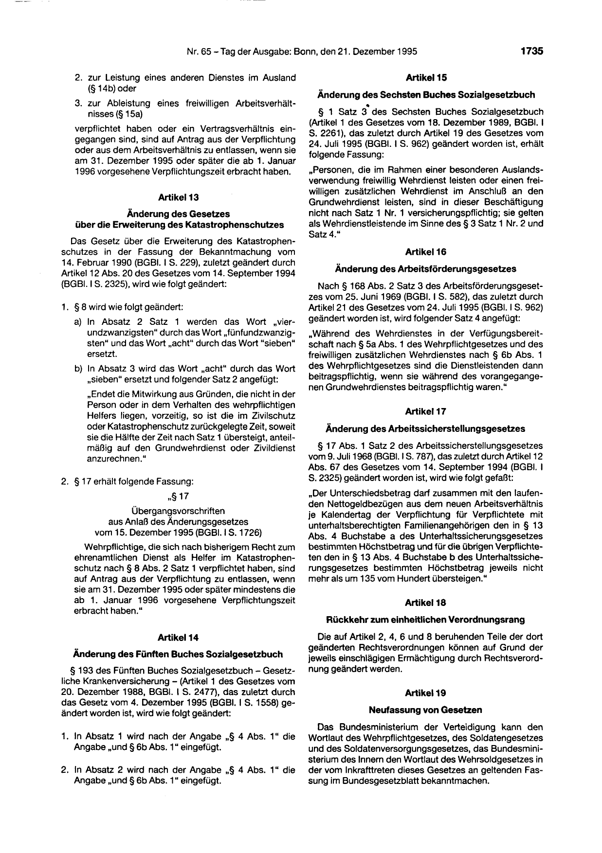 BGBl. 1995, Seite 1735 — Originalseite als Abbildung