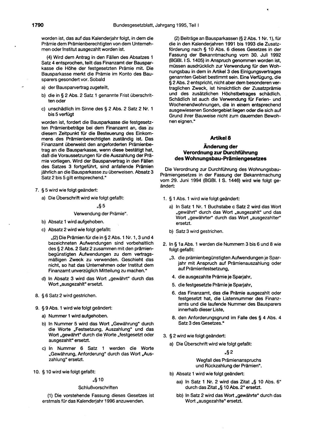 BGBl. 1995, Seite 1790 — Originalseite als Abbildung