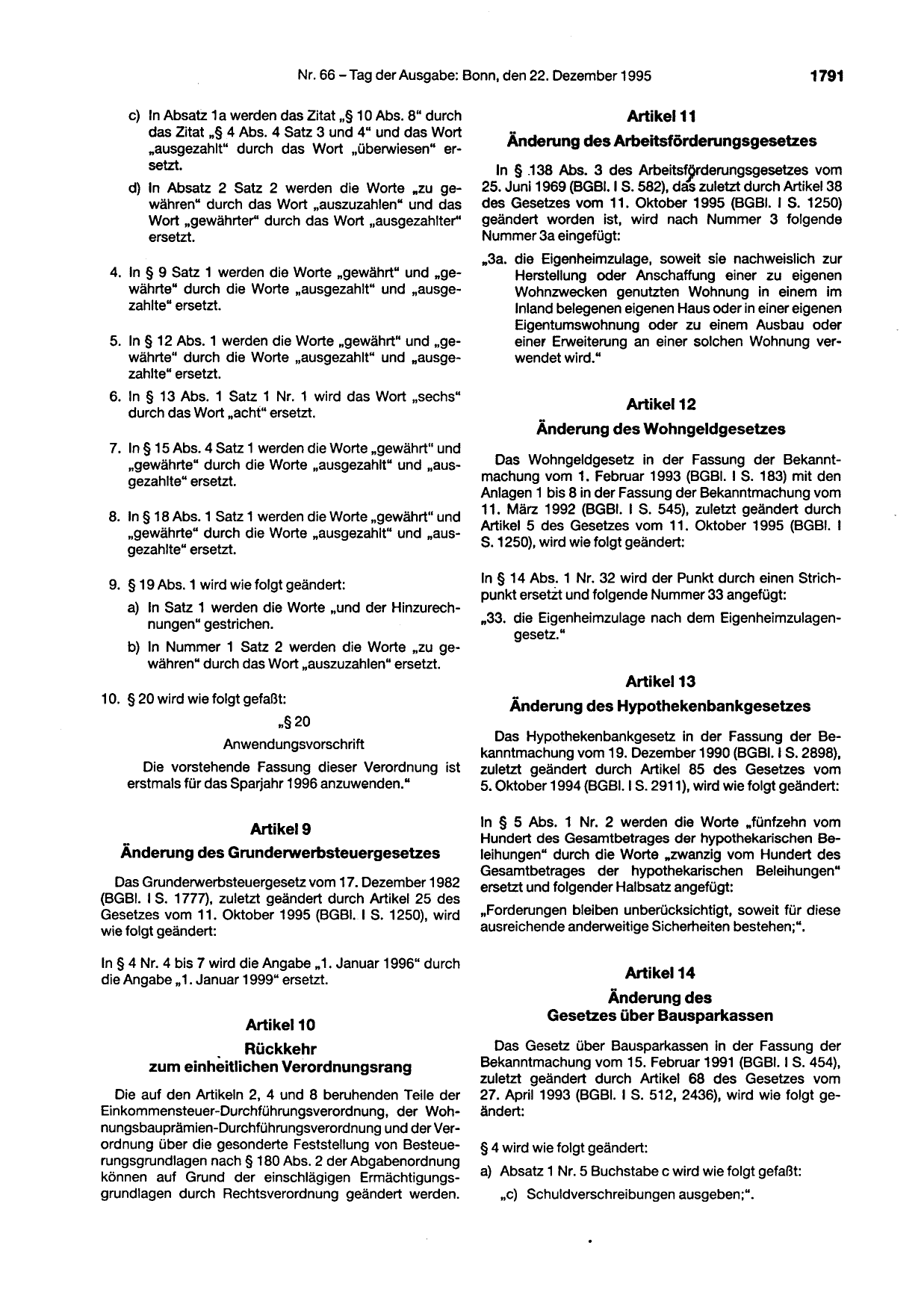 BGBl. 1995, Seite 1791 — Originalseite als Abbildung