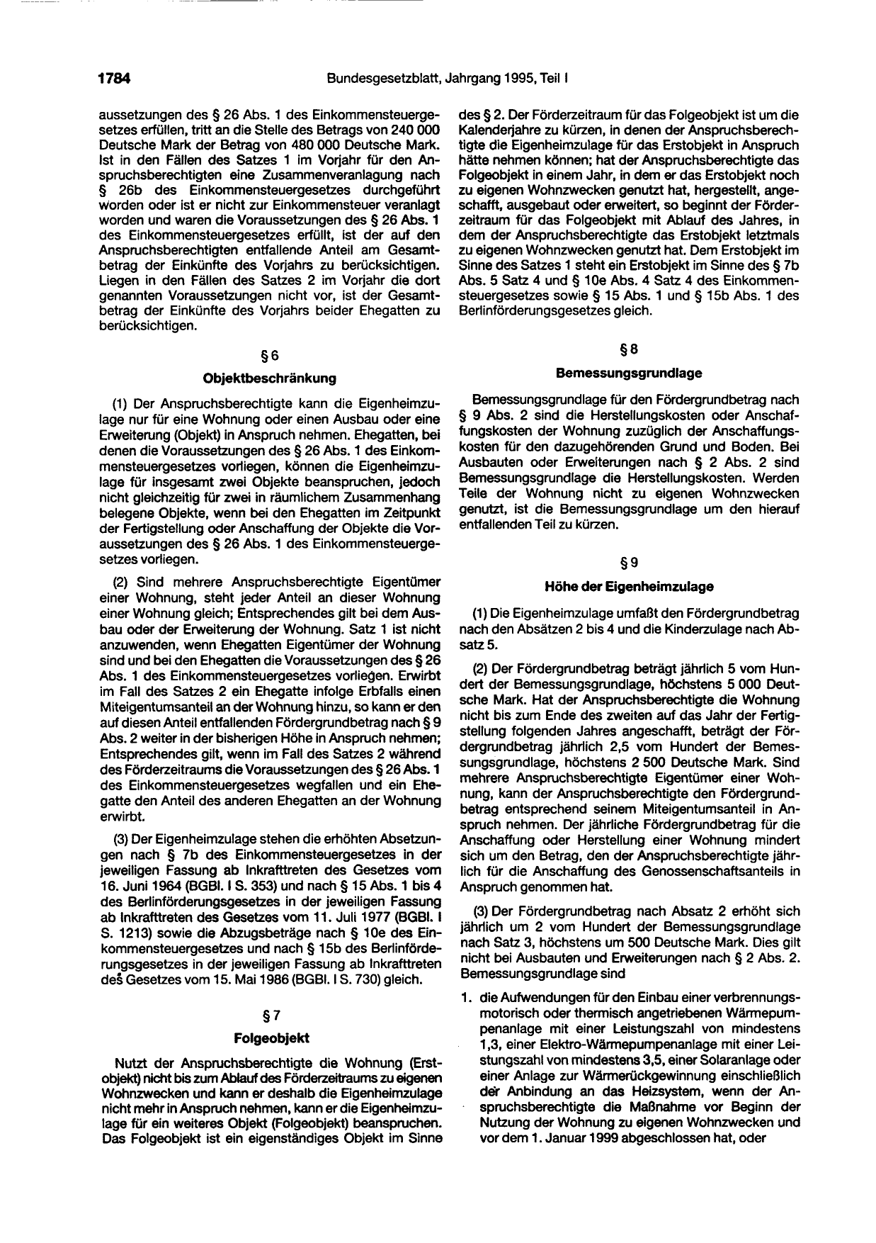 BGBl. 1995, Seite 1784 — Originalseite als Abbildung