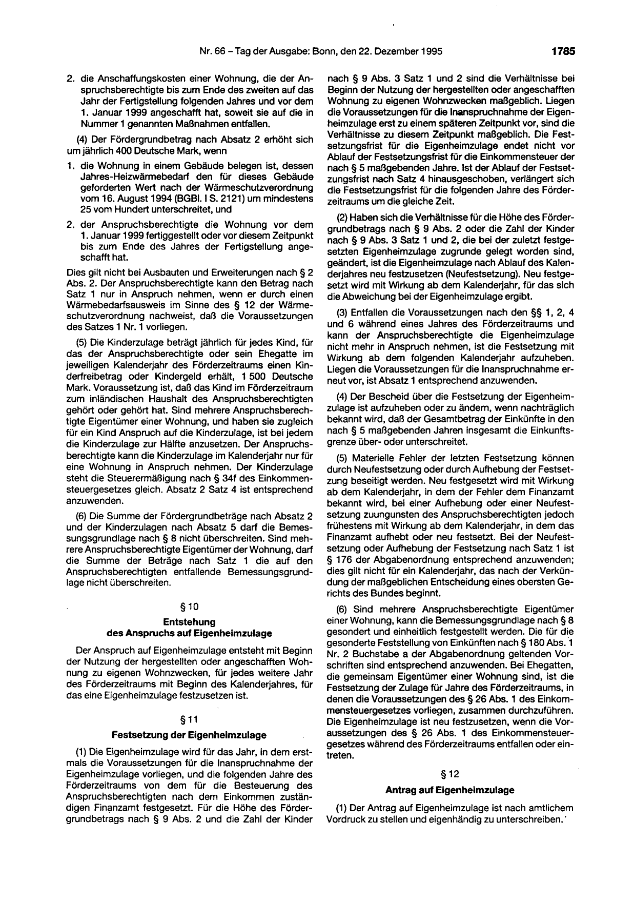 BGBl. 1995, Seite 1785 — Originalseite als Abbildung