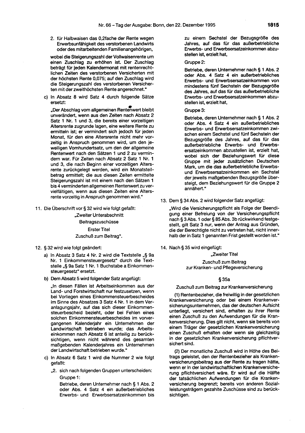 BGBl. 1995, Seite 1815 — Originalseite als Abbildung
