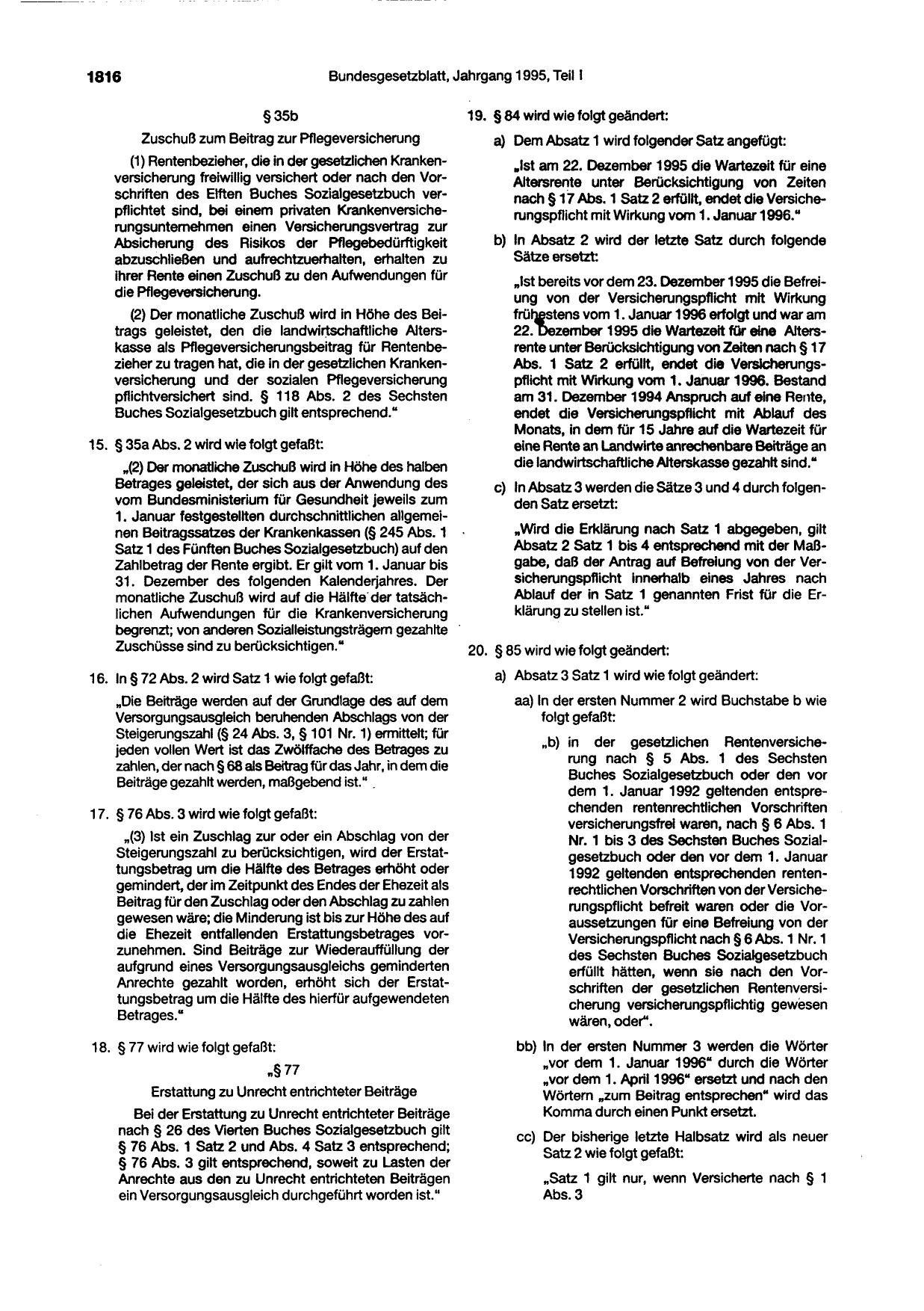 BGBl. 1995, Seite 1816 — Originalseite als Abbildung
