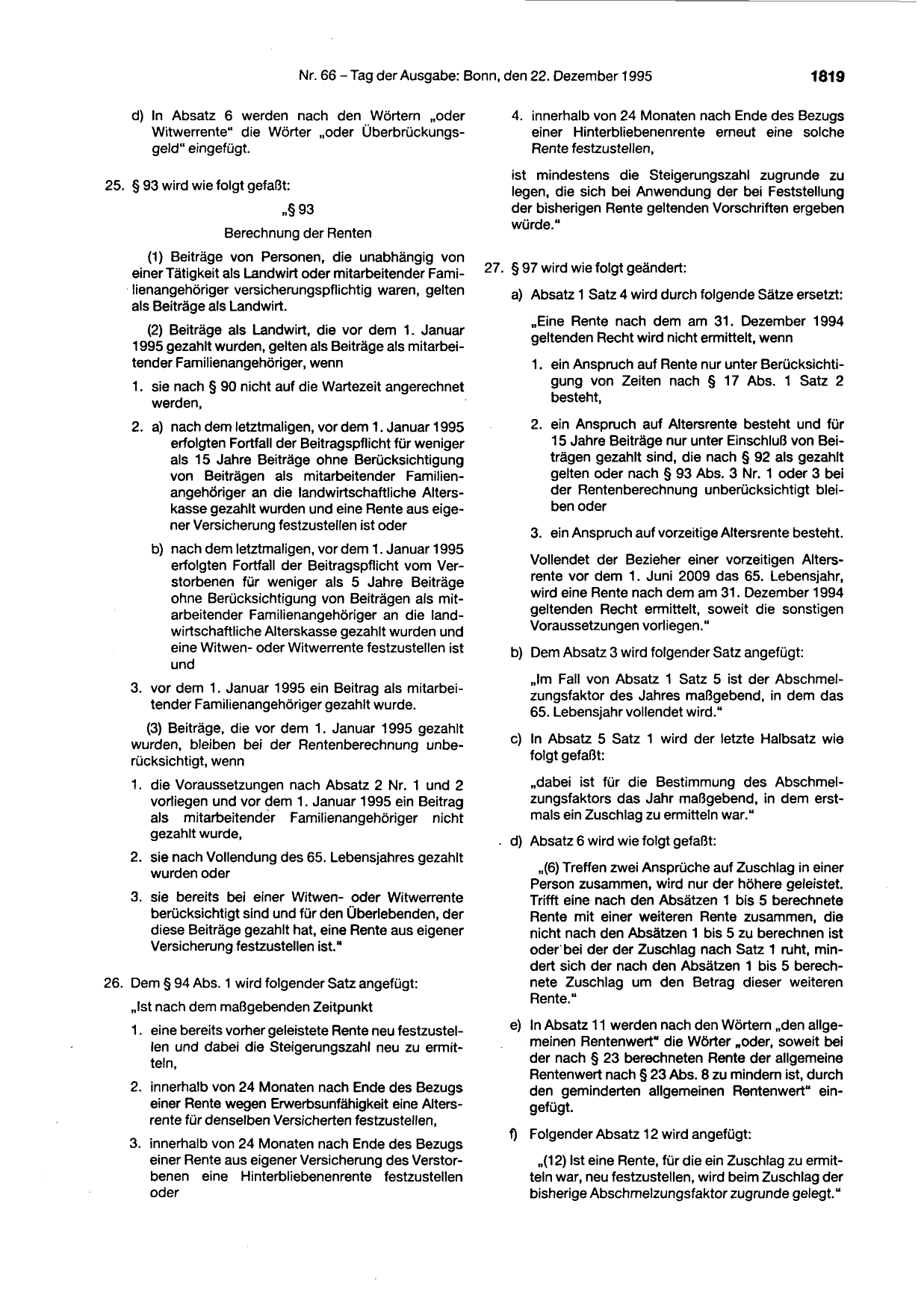 BGBl. 1995, Seite 1819 — Originalseite als Abbildung