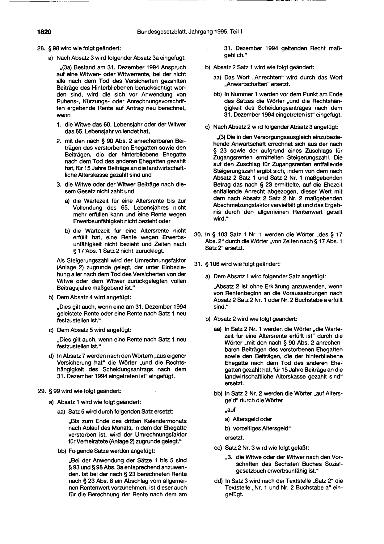BGBl. 1995, Seite 1820 — Originalseite als Abbildung