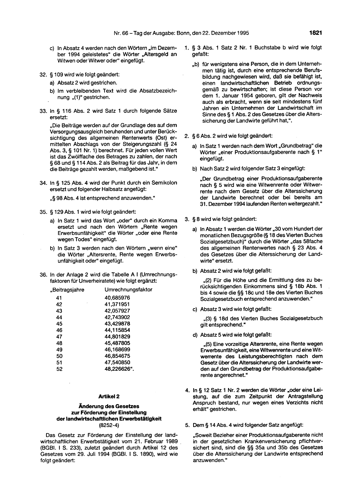 BGBl. 1995, Seite 1821 — Originalseite als Abbildung