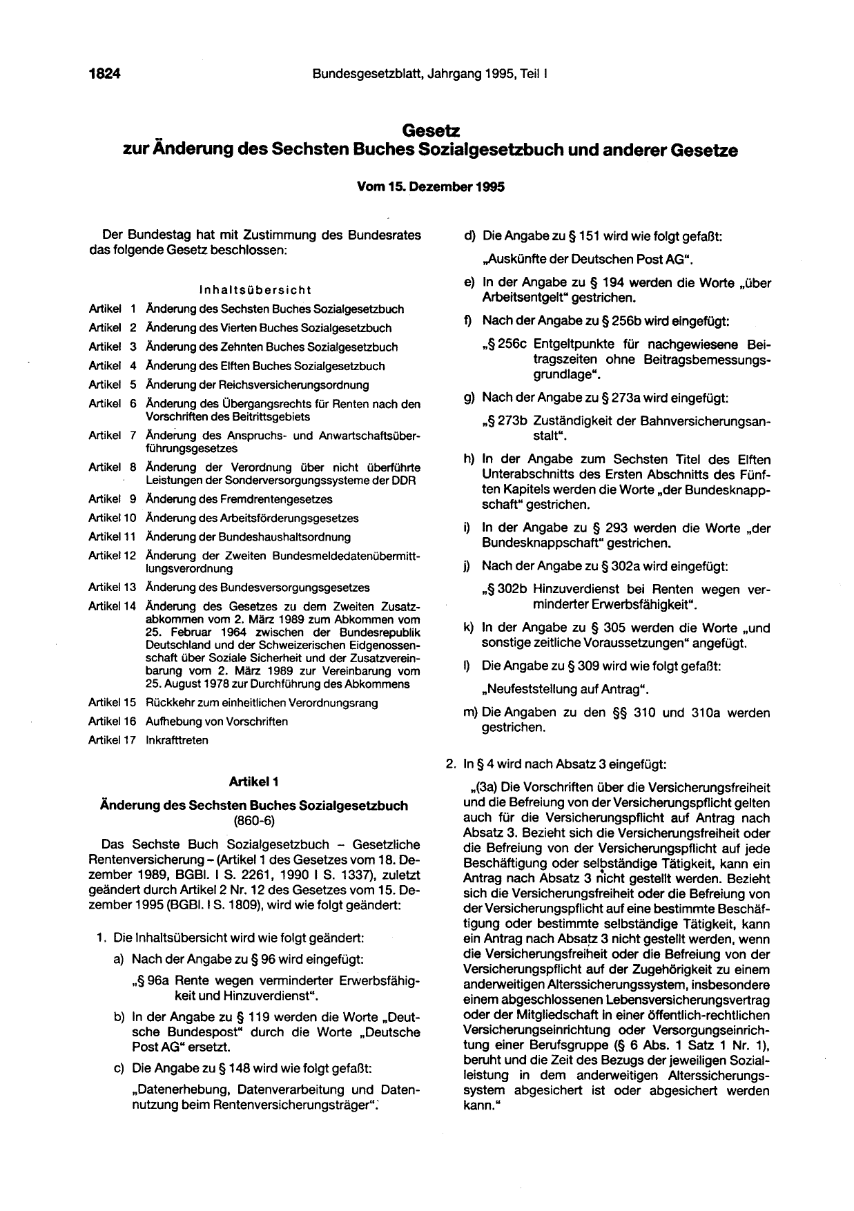 BGBl. 1995, Seite 1824 — Originalseite als Abbildung