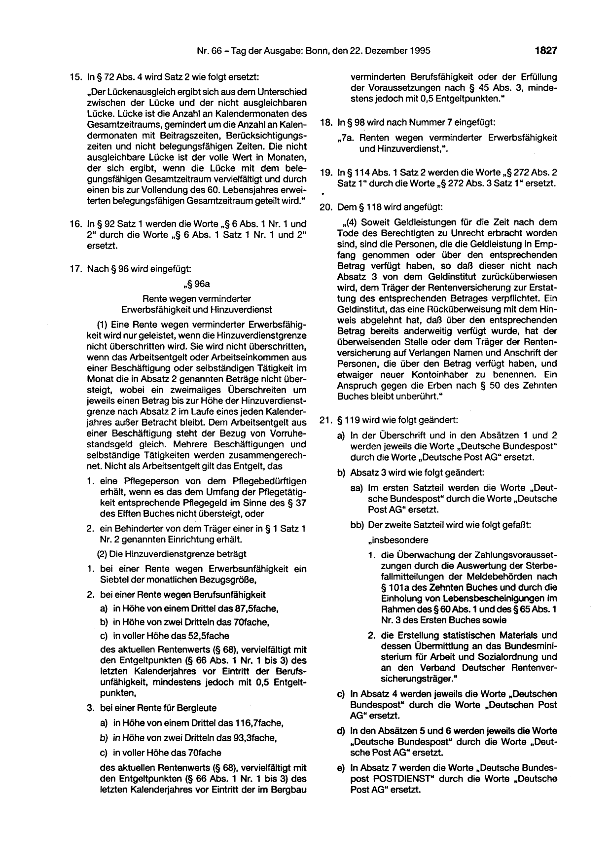 BGBl. 1995, Seite 1827 — Originalseite als Abbildung