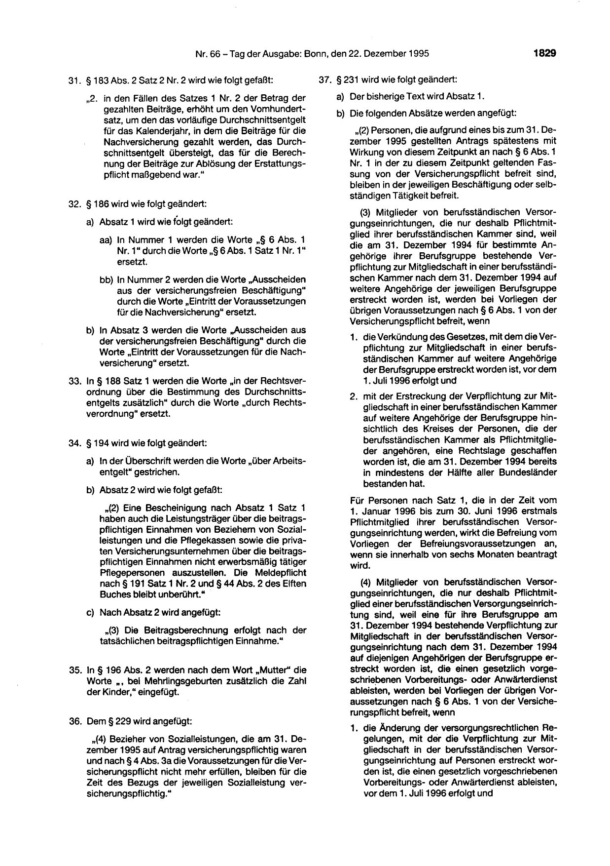 BGBl. 1995, Seite 1829 — Originalseite als Abbildung