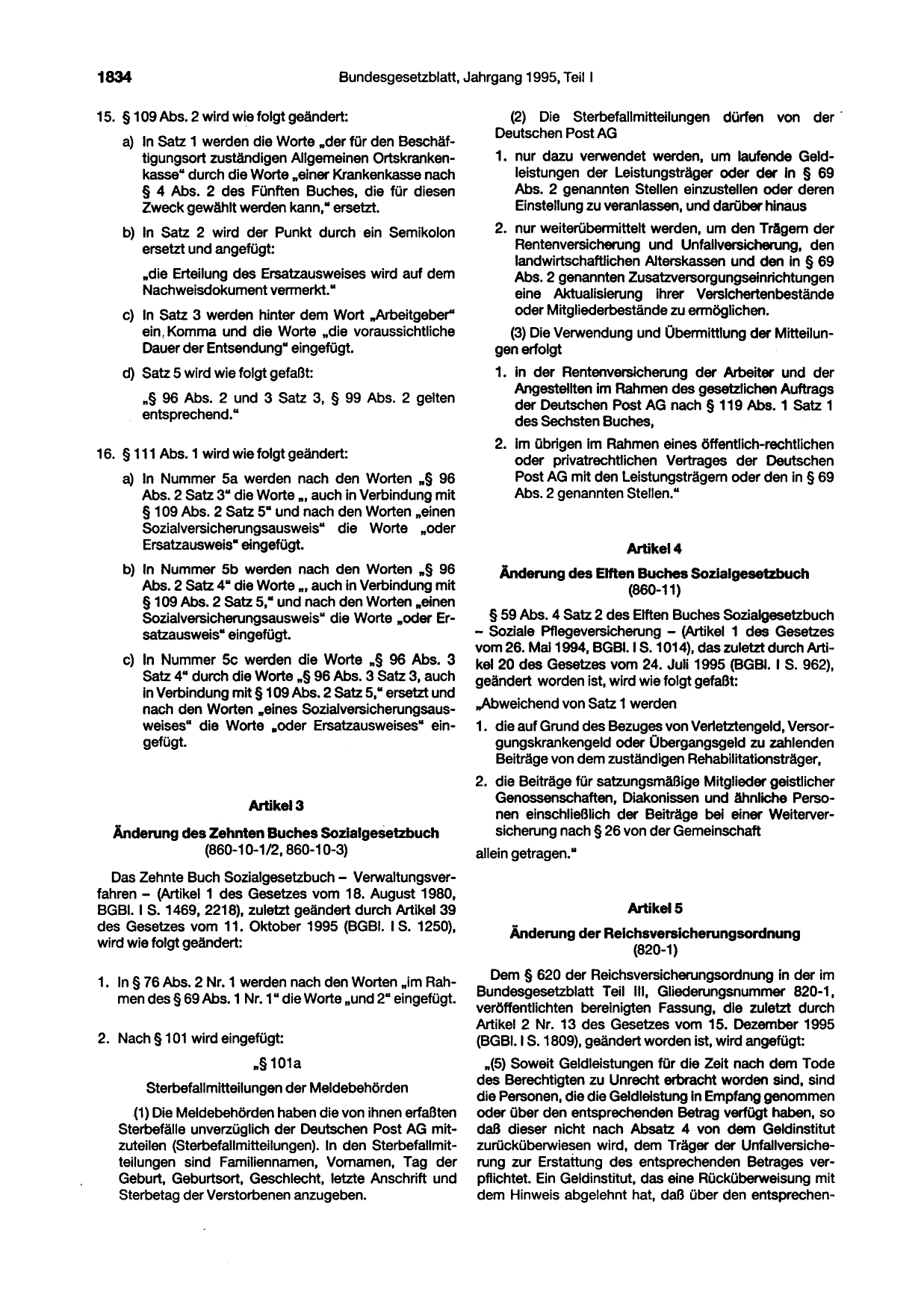 BGBl. 1995, Seite 1834 — Originalseite als Abbildung