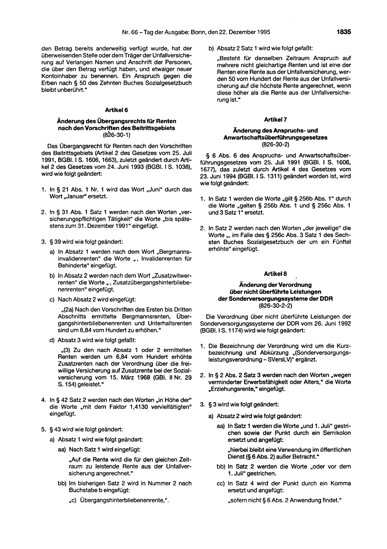 BGBl. 1995, Seite 1835 — Originalseite als Abbildung