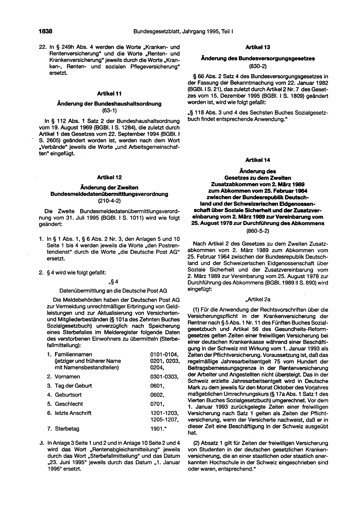 BGBl. 1995, Seite 1838 — Originalseite als Abbildung
