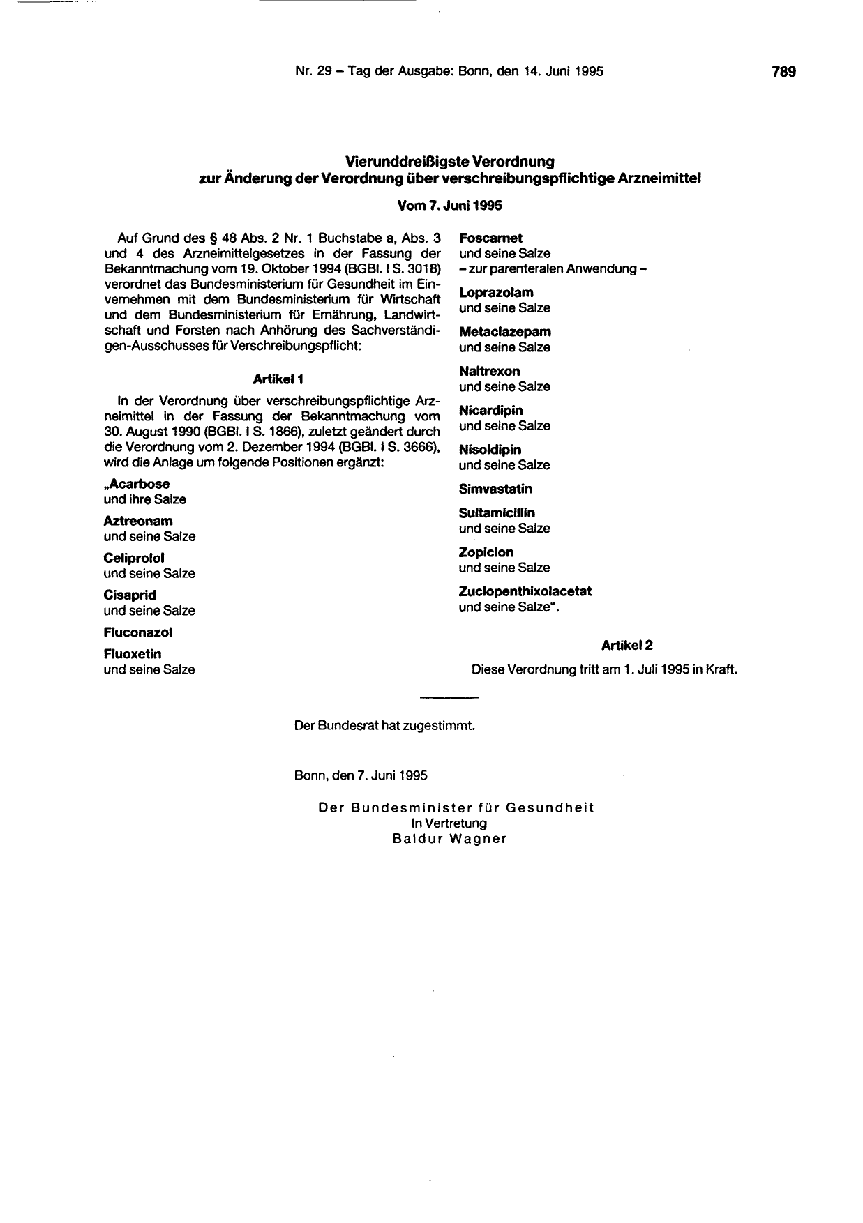 BGBl. 1995, Seite 789 — Originalseite als Abbildung