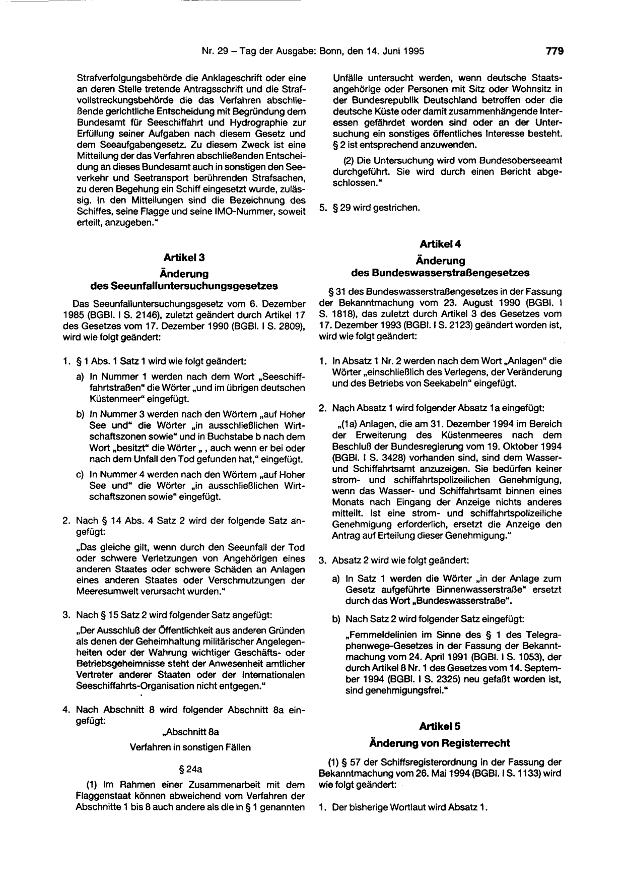 BGBl. 1995, Seite 779 — Originalseite als Abbildung