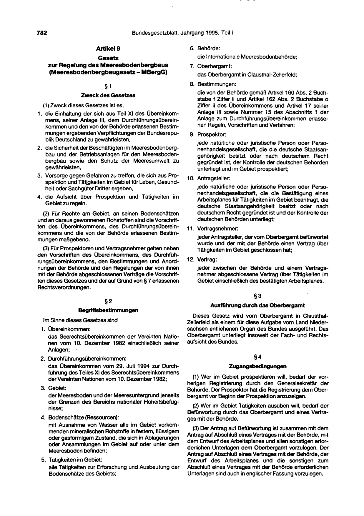 BGBl. 1995, Seite 782 — Originalseite als Abbildung