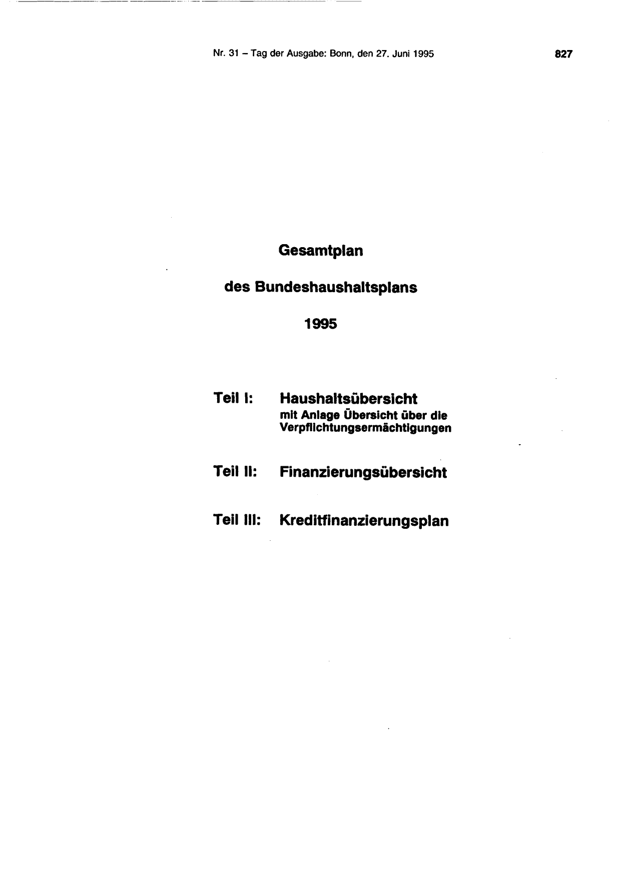 BGBl. 1995, Seite 827 — Originalseite als Abbildung