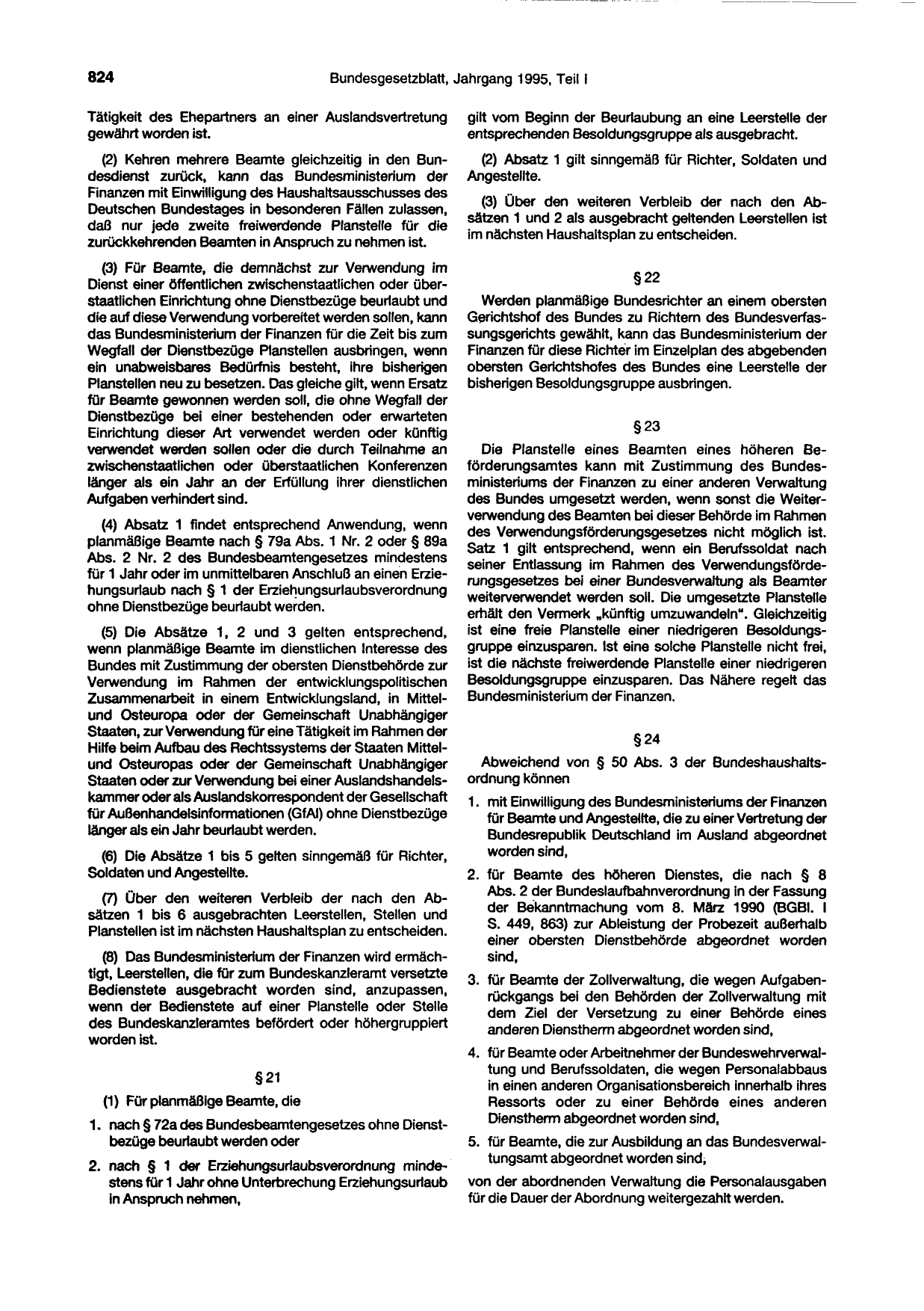BGBl. 1995, Seite 824 — Originalseite als Abbildung