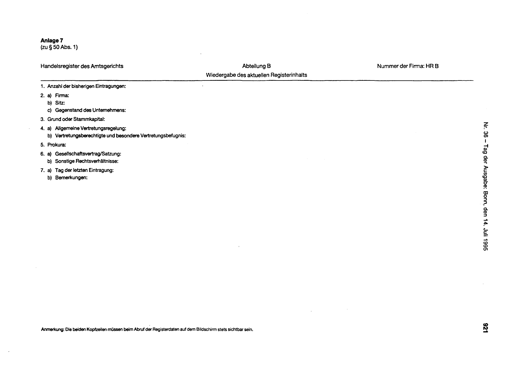 BGBl. 1995, Seite 921 — Originalseite als Abbildung
